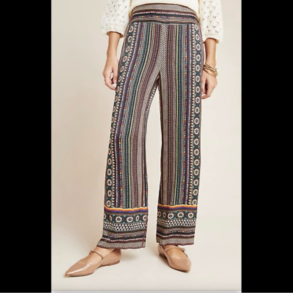 Farm Rio for Anthropologie Satin Wide Leg Pant